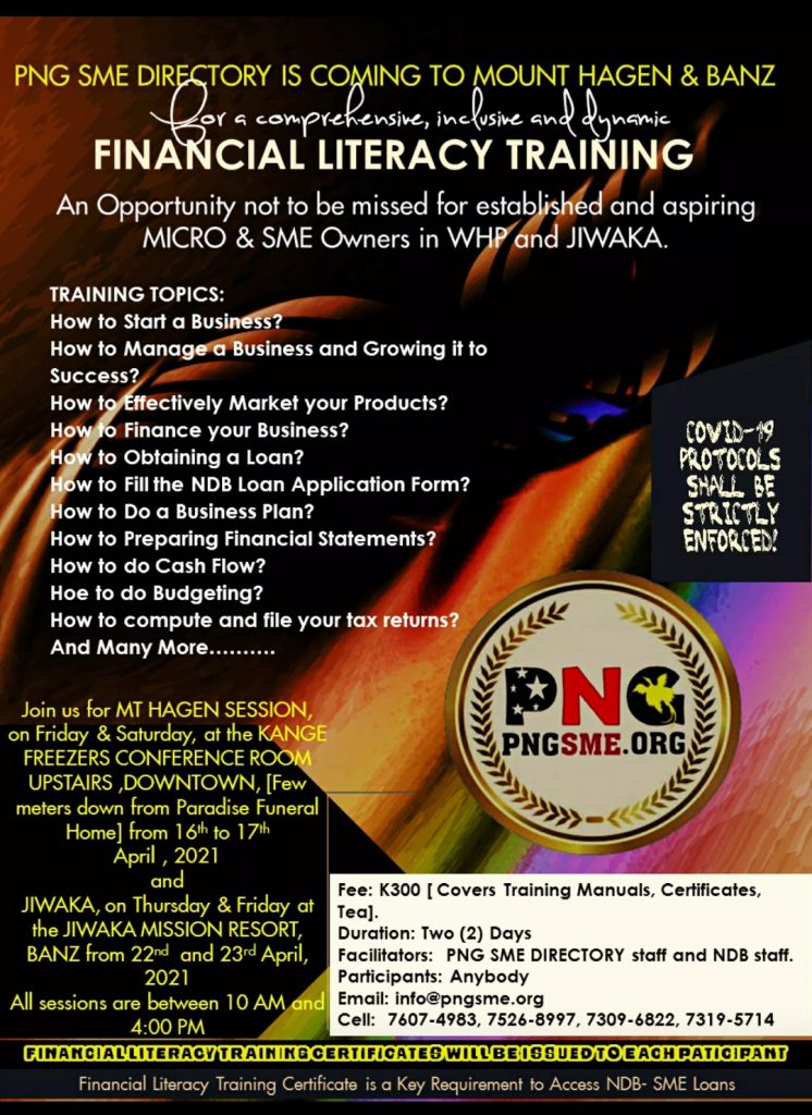 Financial Literacy Training Mt. Hagen & Jiwaka flyer